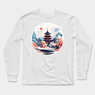 Japanese mountain temple Long Sleeve T-Shirt